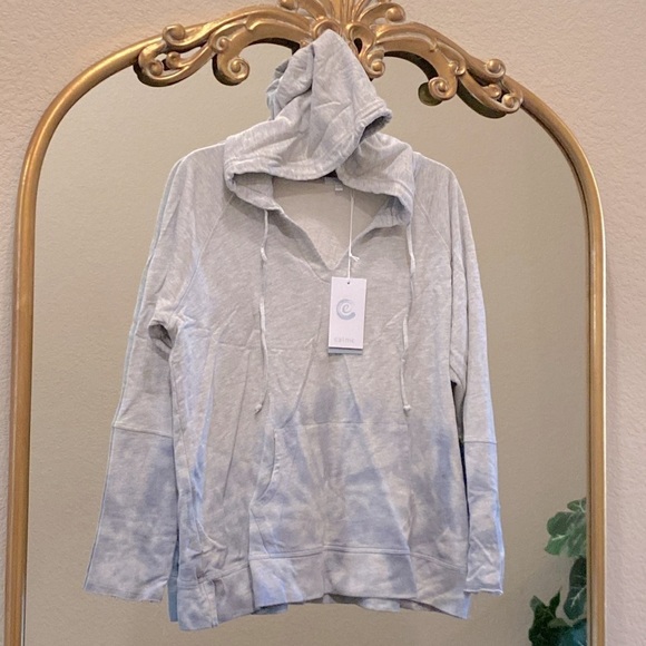 Johnny Was Calme Tie-dye Hoodie V-neck Pullover Size L - Picture 2 of 8